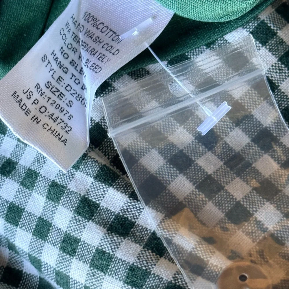 Entro Commander Forest Check Mini Dress. Size S NWT .Lined. Button front. - Picture 10 of 11